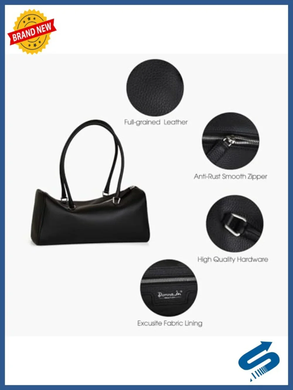 Premium Full-Grained Leather Hobo Barrel Purse Shoulder Bag Women Handbag